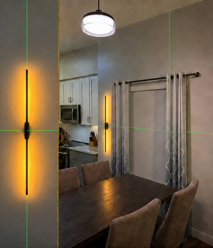 Dining room sconces on a lighting scene