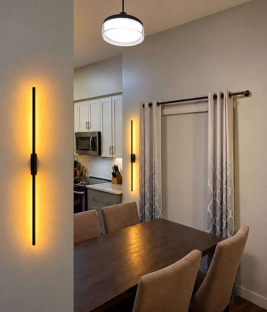 Dining room sconces on a smart lighting scene